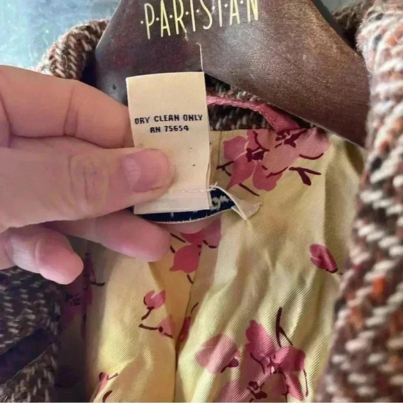 A&F Wool Cropped Jacket Brown Herringbone  wool blazer silk interior large work - Picture 2 of 10